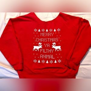 Home Alone Oversized Off the Shoulder Ugly Christmas Sweater